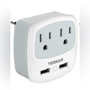 Travel Plug Adapter, TESSAN International Power Adaptor with USB Charger America